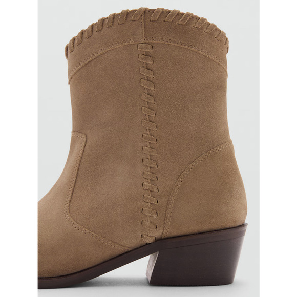 NEW MANGO MNG MEDIUM BROWN ARIANE SUEDE LEATHER ANKLE BOOTS BOOTIE SZ 40 US 9 - Picture 4 of 7